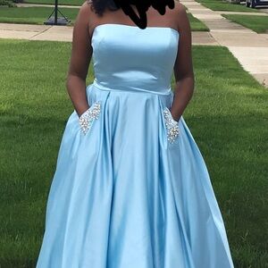 Sherri Hill Light Blue Strapless Dress!!!